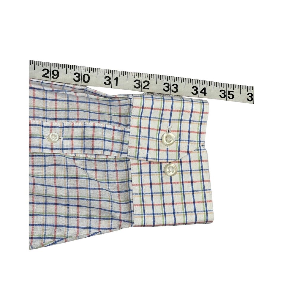Stafford Dress Shirt Men's 16 Multicolor Plaid Cotton Fitted Long Sleeve Formal - Picture 6 of 6